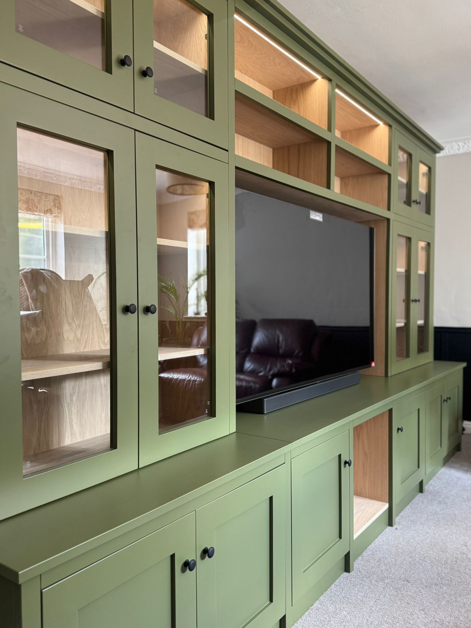 Bespoke media Wall in leeds with storage