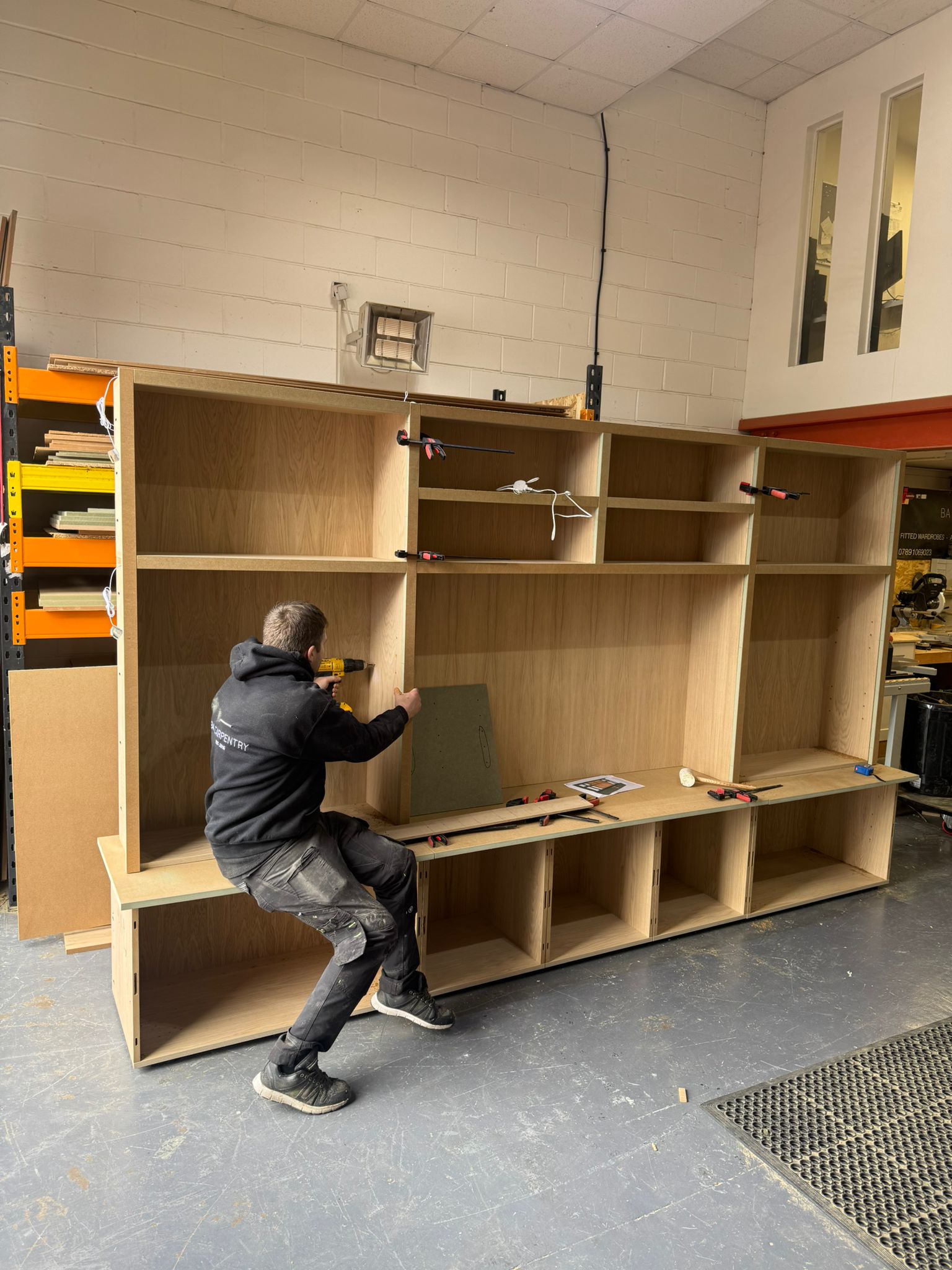 Media Wall being built in BA Carpentry's workshop
